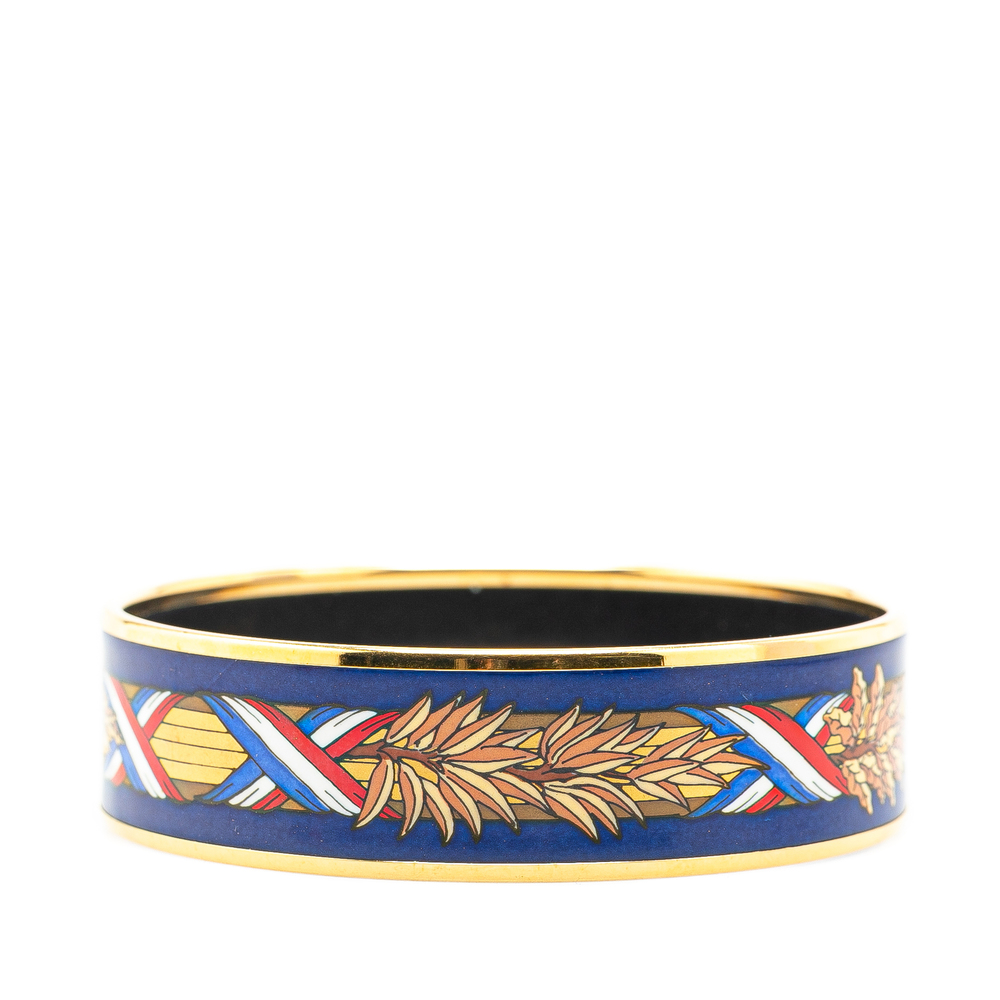 Pre-Loved Hermes Wide French Flag Enamel Bangle 65 - Picture 2 of 5